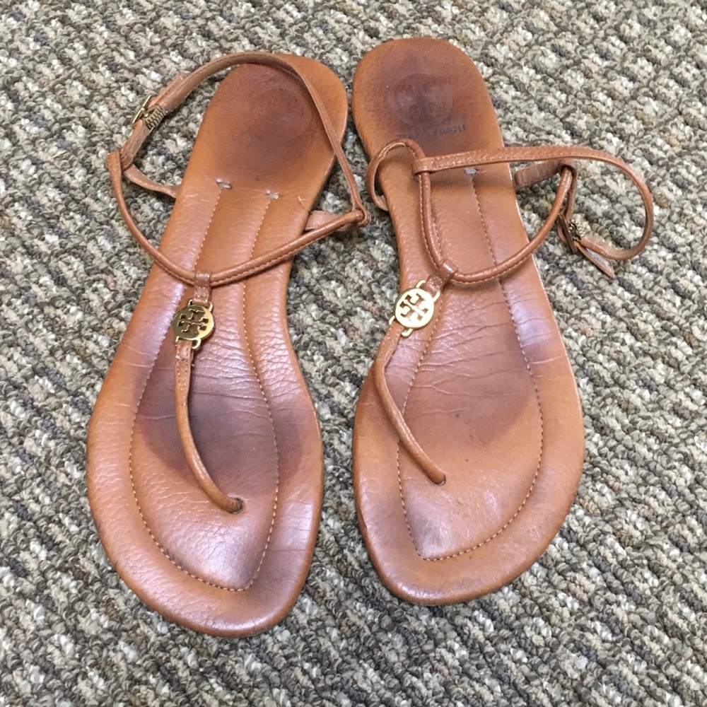 Tory Burch Emmy T-Strap Leather Sandal, Royal Tan
